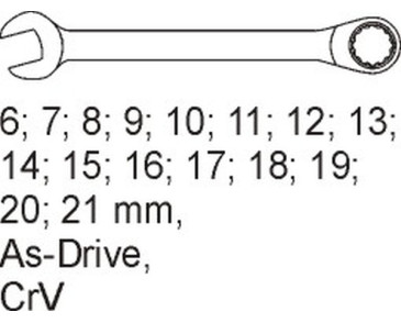 WKŁAD DO SZUFLADY KLUCZE PŁASKO-OCZKOWE, 6-21MM, 16 CZ