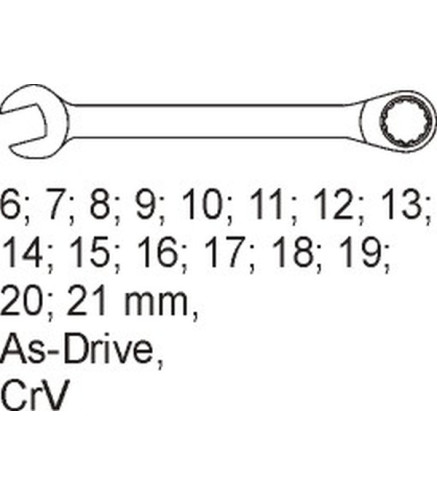 WKŁAD DO SZUFLADY KLUCZE PŁASKO-OCZKOWE, 6-21MM, 16 CZ