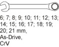 WKŁAD DO SZUFLADY KLUCZE PŁASKO-OCZKOWE, 6-21MM, 16 CZ