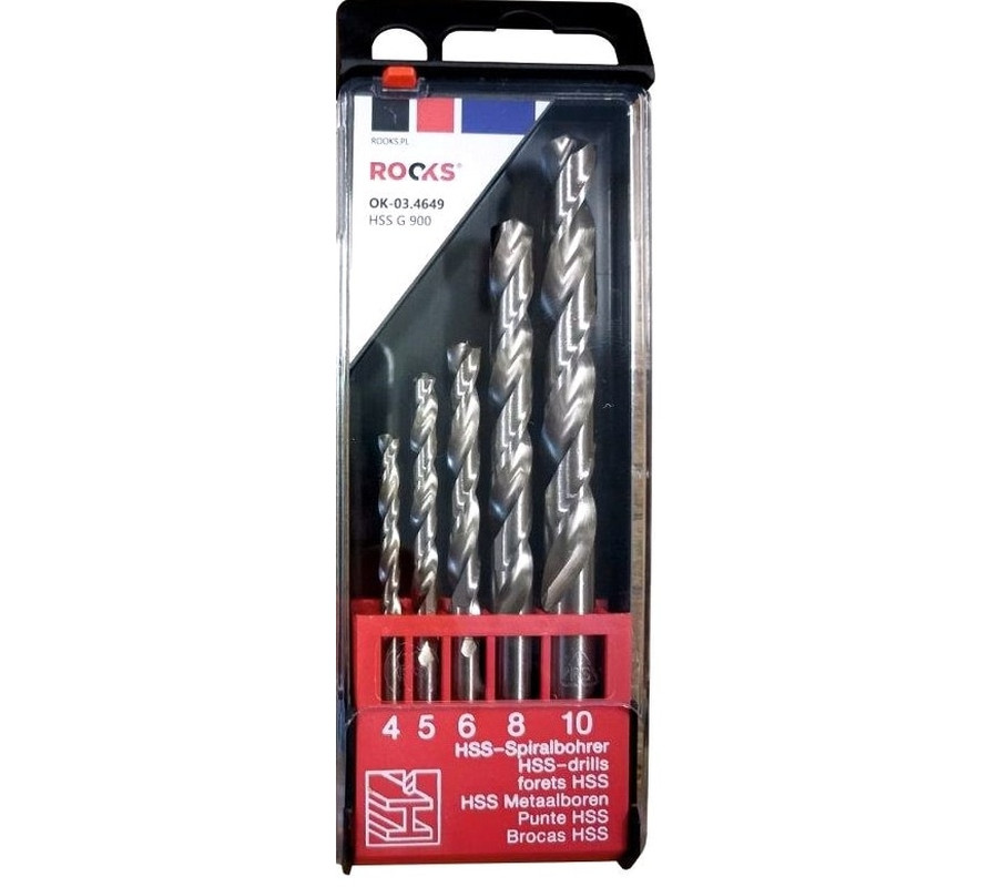 WIERTŁA DO METALU PRO HSS G 900 N/MM2, KPL 5 CZ 4/5/6/8/10 MM, DIN 338
