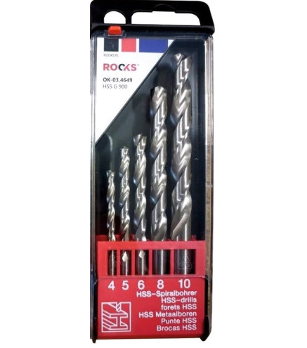 WIERTŁA DO METALU PRO HSS G 900 N/MM2, KPL 5 CZ 4/5/6/8/10 MM, DIN 338