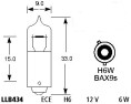 BAX9s żarówka 12V H6WE68161