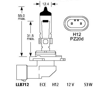 H12 12V 53W PZ20d 9055  ŻarówkaA8012