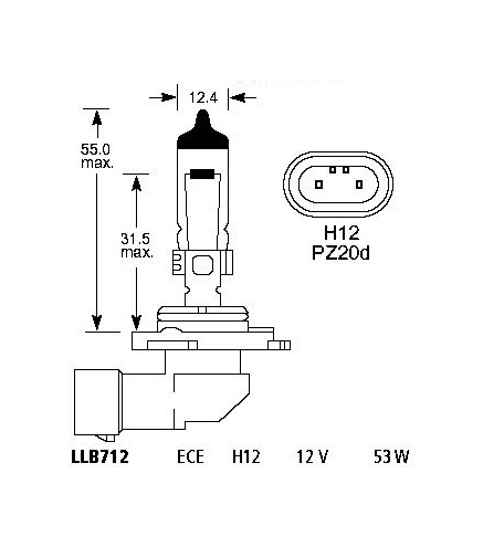 H12 12V 53W PZ20d 9055  ŻarówkaA8012