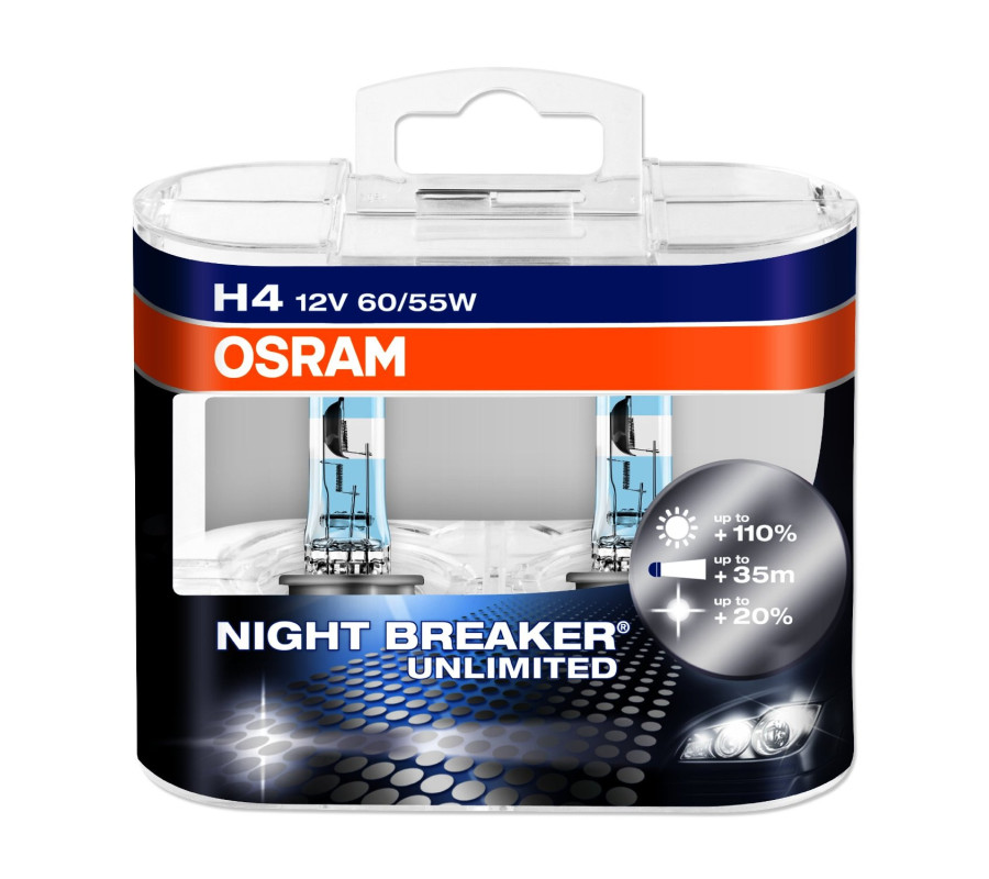 H4 OSRAM  Night Breaker +200% 12V 60/55W P43t - 2szt