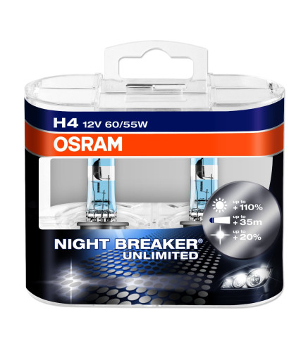 H4 OSRAM  Night Breaker +200% 12V 60/55W P43t - 2szt