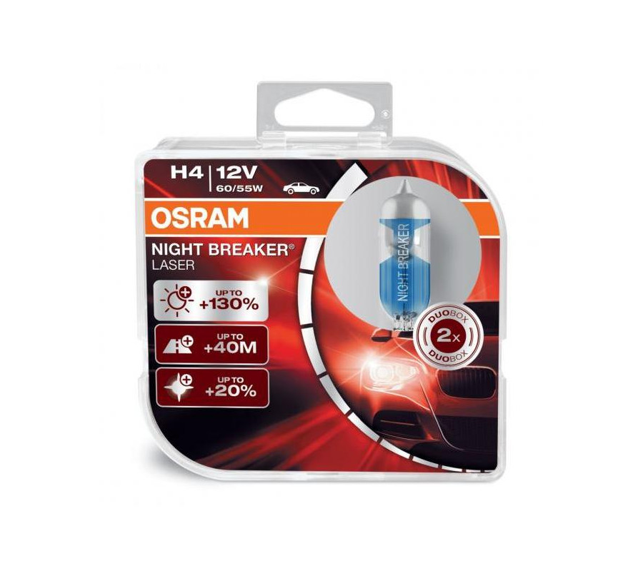 H4 OSRAM 55/60W 12V Laser Night Breaker +150% - BOX 2szt