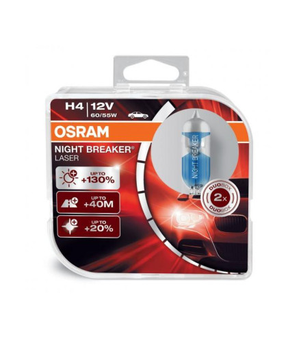 H4 OSRAM 55/60W 12V Laser Night Breaker +150% - BOX 2szt