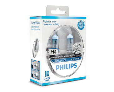 H4 PHILIPS White Vision + W5W12V 60/55W  P43t - 2szt
