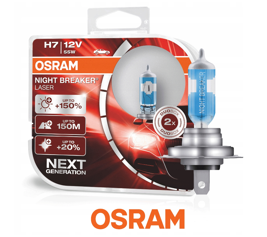 H7 OSRAM 55W 12V Laser Night BreakerNext Generation +150% - BOX 2szt