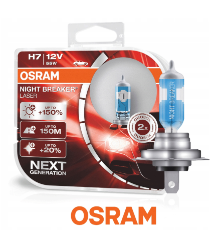 H7 OSRAM 55W 12V Laser Night BreakerNext Generation +150% - BOX 2szt