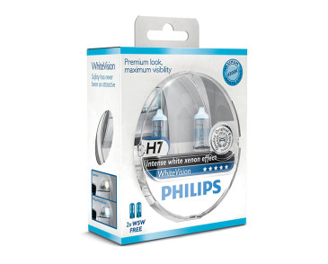 H7 PHILIPS White Vision + W5W12V 55W PX26d - 2szt