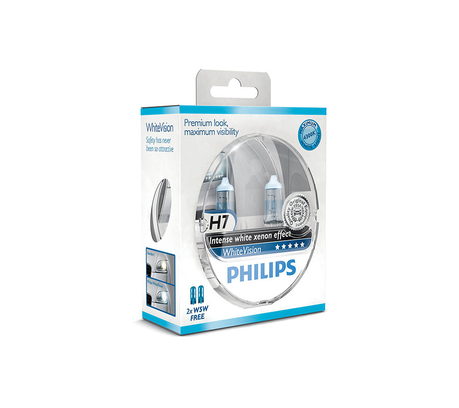H7 PHILIPS White Vision + W5W12V 55W PX26d - 2szt