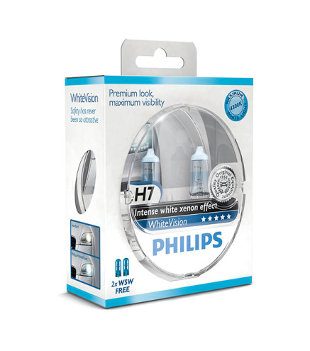 H7 PHILIPS White Vision + W5W12V 55W PX26d - 2szt