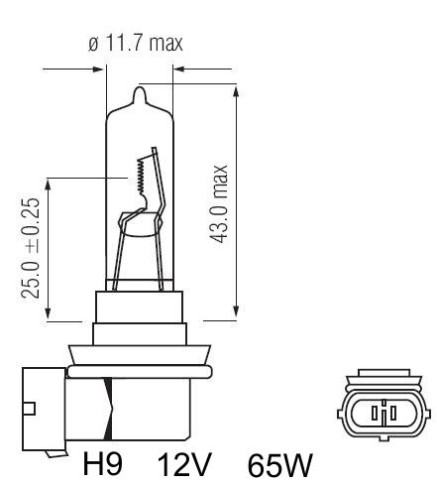 H9  12V 65W PGJ19-5  ŻarówkaA8010