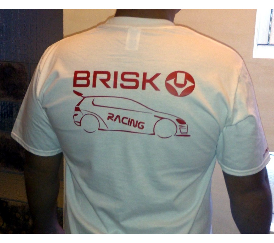 T-Shirt BRISK Racing size L -biała/white