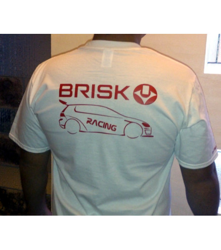 T-Shirt BRISK Racing size L -biała/white