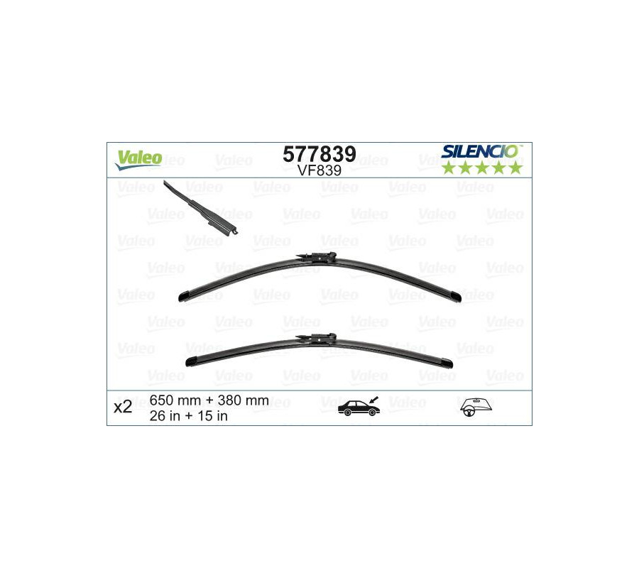 VF839 660/390mm 26/15"wycieraczki VALEOSilencio - 577839