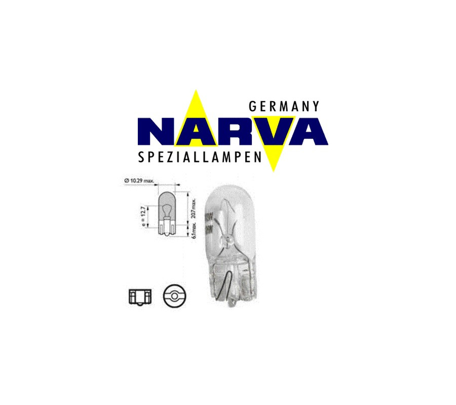 W2,1x9,5d żarówka 12V W5W NARVA17177 całoszklana