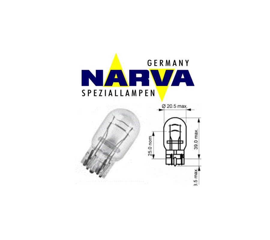 W3x16q żarówka  12V W21/5W NARVA17919 całoszklana