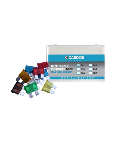 CARDOS BEZPIECZNIKI PŁYTKOWE mini 5A 100SZT PLASTIC BOX
