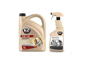 ZESTAW  K2 TEXAR 5W-40 BENZIN DIESEL LPG 5 L + K2 ROTON 700 ML