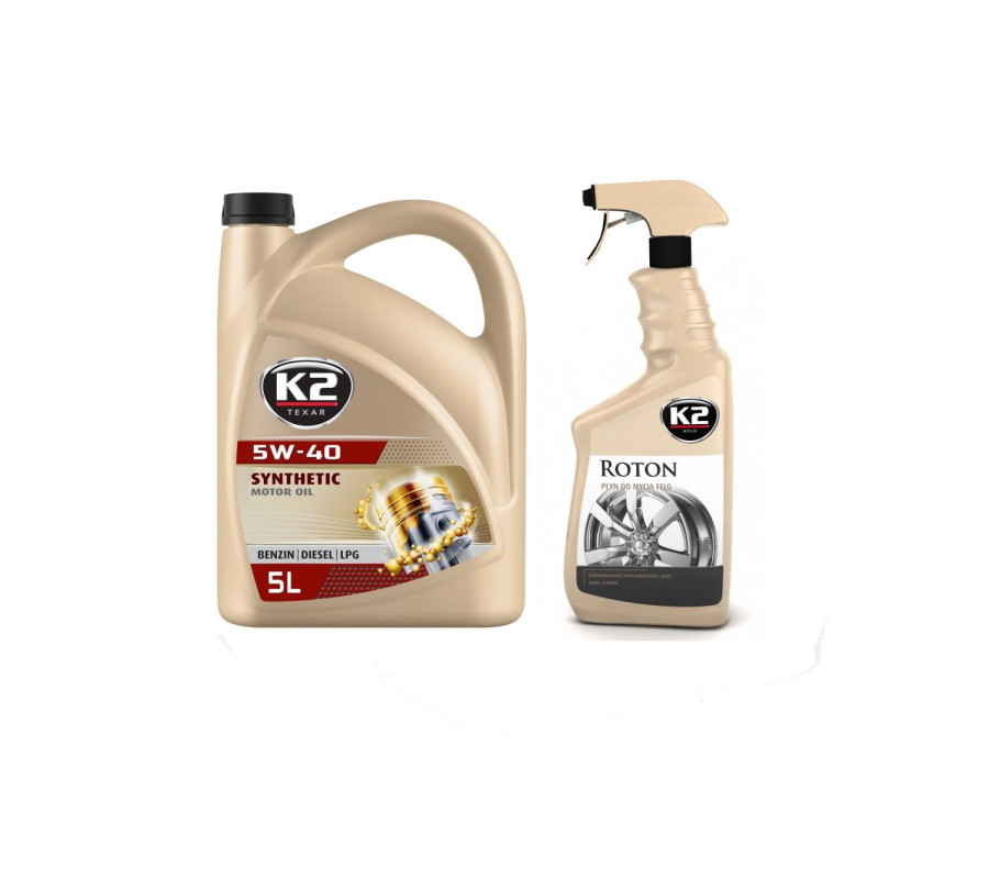 ZESTAW  K2 TEXAR 5W-40 BENZIN DIESEL LPG 5 L + K2 ROTON 700 ML